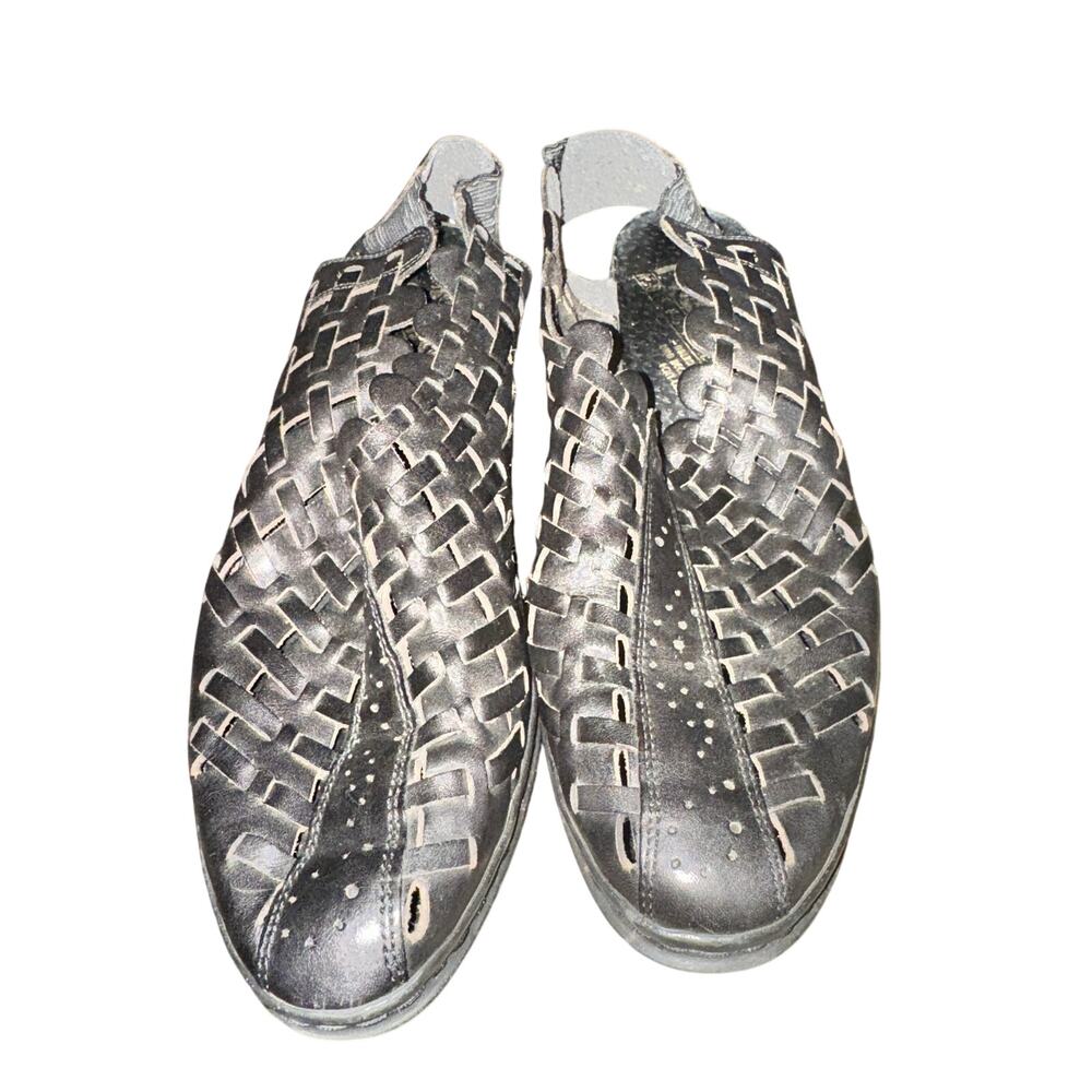 Rieker Sina Slingback Sandals Women's Size 7.5 Black Leather Woven Antistress